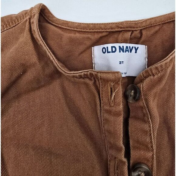 Old Navy Toddler Girls Short Sleeve Romper Belted Button Front Brown Size 2T - Picture 3 of 5